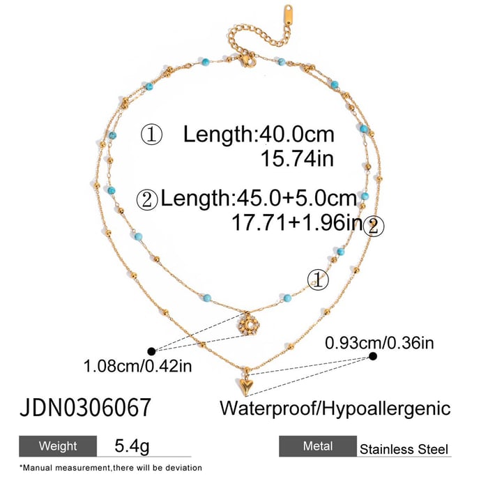 1 Piece Romantic Heart Moon Stainless Steel Gold Color Women's Layered Necklaces h5Picture2