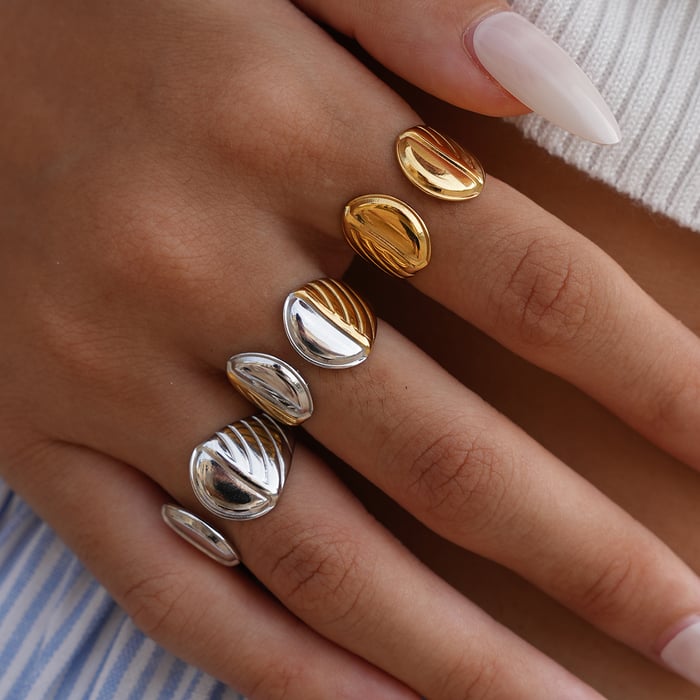 1 Piece Simple Series Daily Irregular Shape Stainless Steel   Gold Color  Statement Rings h5Picture3