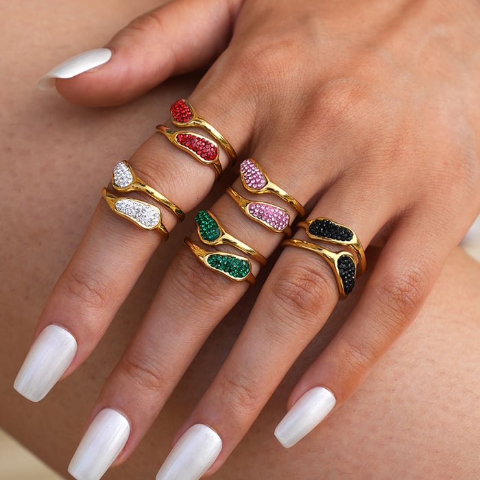 1 Piece Simple Irregular Shape Stainless Steel  Gold Color Statement Rings h5Picture7