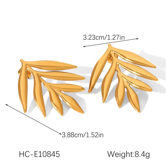 1 Pair Simple Leaf Stainless Steel  Gold Color  Women's Stud Earrings h5Picture2