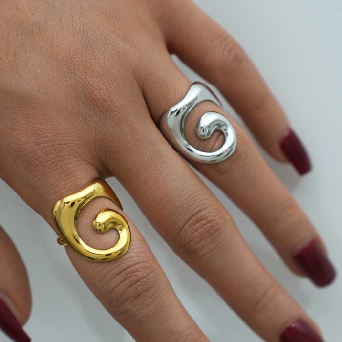 1 Piece Simple Irregular Shape Stainless Steel  Women's Statement Rings h5Picture7