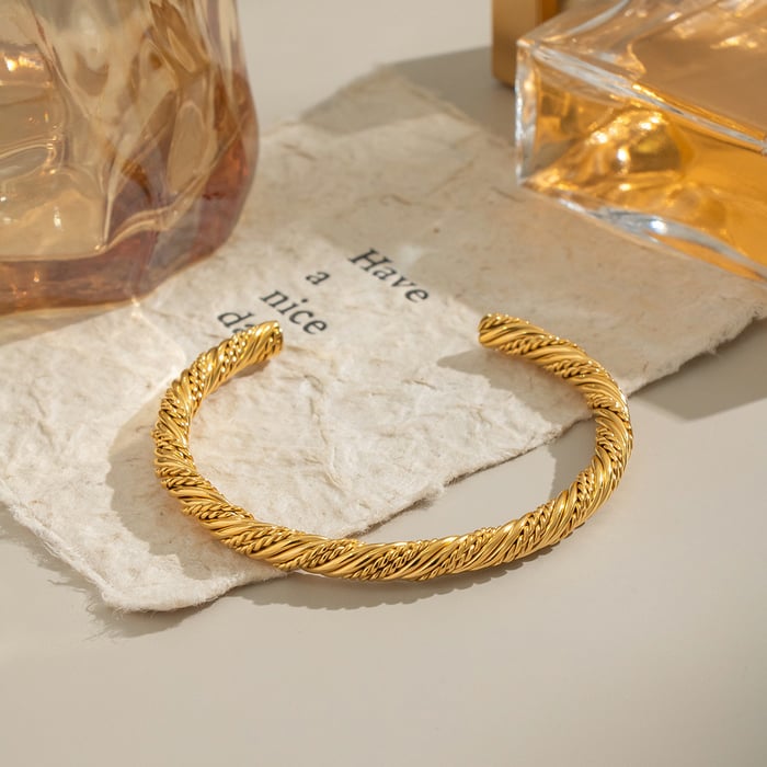 1 Piece Stainless Steel Gold Color Cuff Bracelet h5Picture2