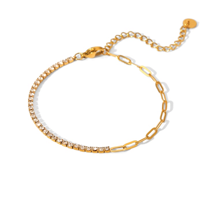 1 Piece Daily Patchwork Stainless Steel  Gold Color  Women's Chain Bracelets 