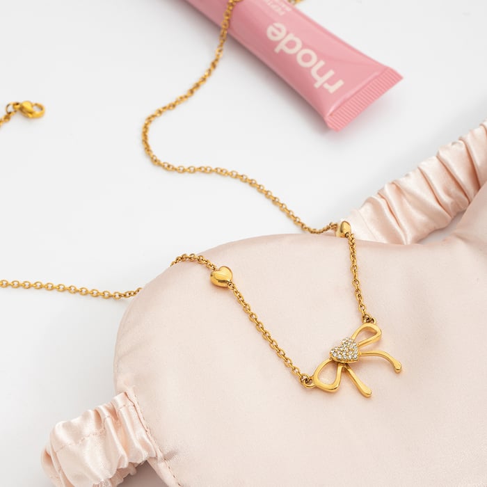 1 Piece Romantic Bow Knot Butterfly Stainless Steel Gold Color Women's Pendant Necklaces h5Picture6