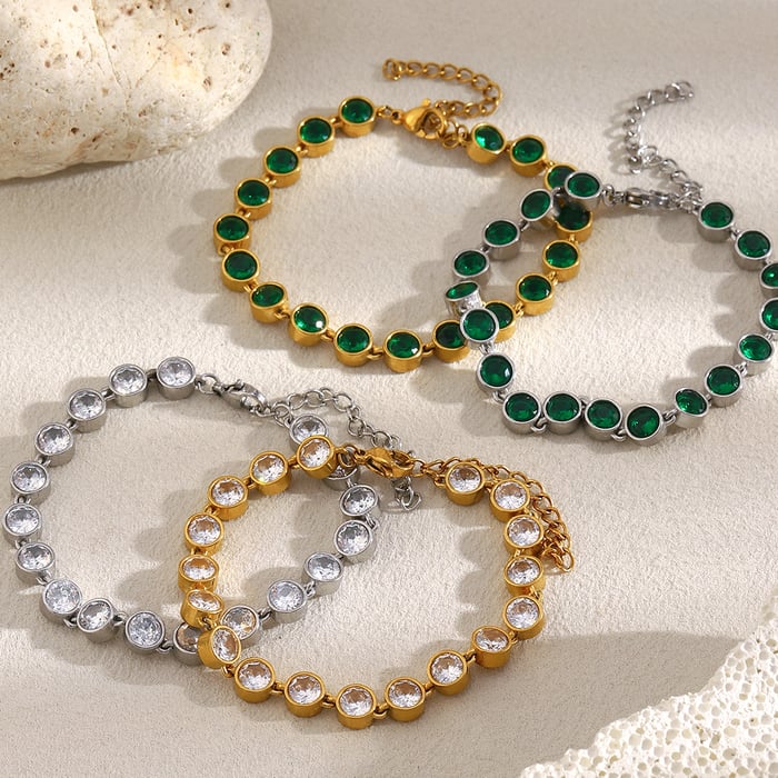 1 Piece Luxurious  Classic Chain Stainless Steel Zircon Women's Chain Bracelets h5Picture3