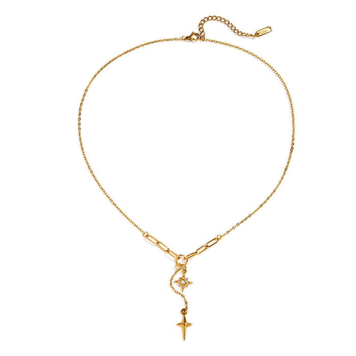 1 Piece Exqusite Star Stainless Steel Gold Color Women's Pendant Necklaces