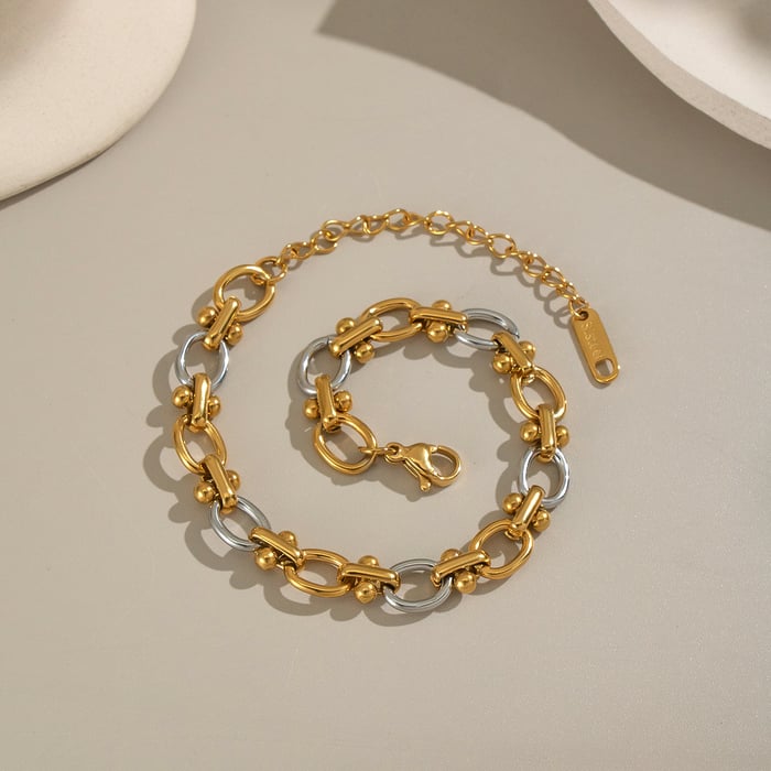 Mixed Gold Color And Silve Stainless Steel Chain Necklace Set Picture5