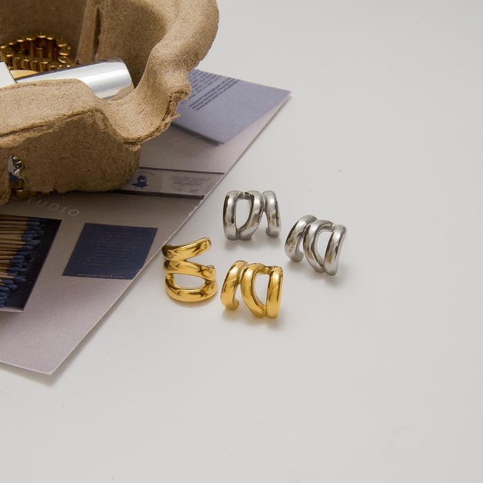 1 Pair Irregular Shape Stainless Steel Gold Color Women's Stud Earrings h5Picture3