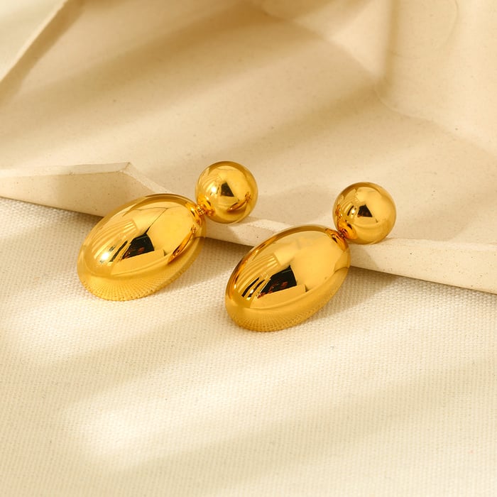 1 Pair Drop Shape Stainless Steel Gold Color Stud Earrings h5Picture2