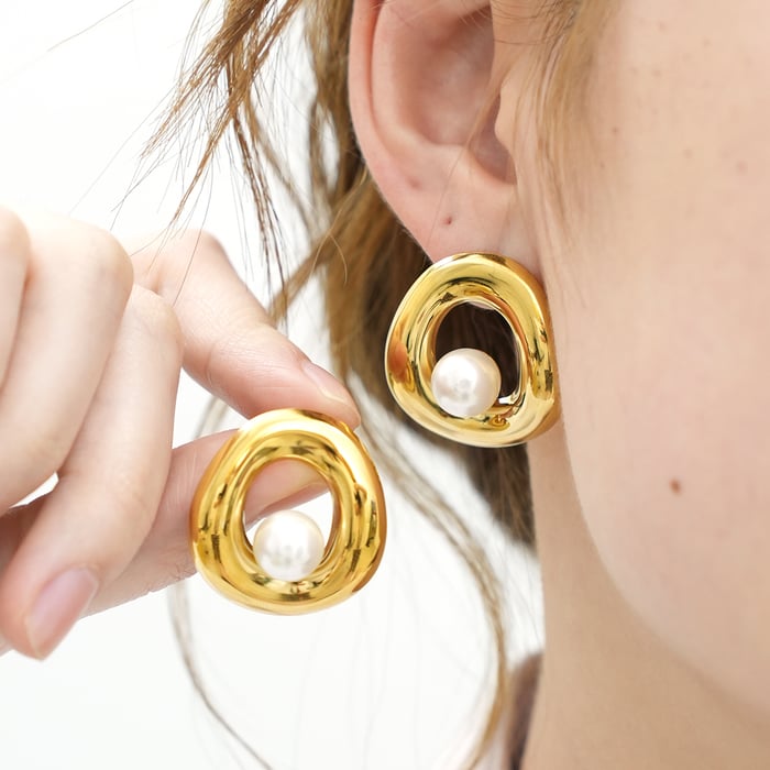 1 Pair Simple Series Retro Irregular Shape Stainless Steel  Woemn's Stud Earrings h5Picture5