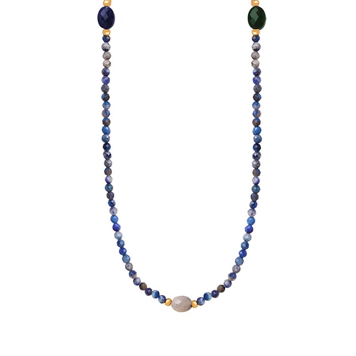 1 Piece Elegant Beads Stainless Steel Gold Color Natural Stone Women's Beaded Necklaces 