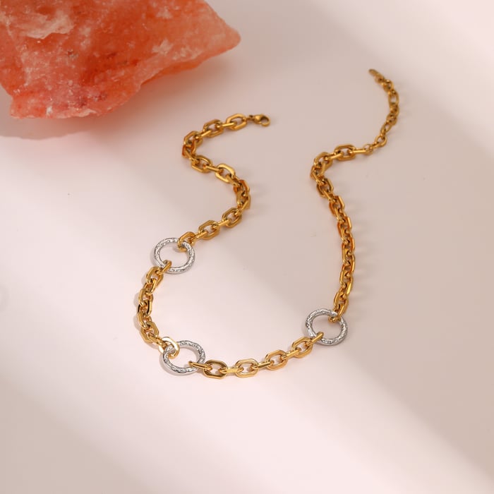1 Piece Casual Mixed Color Chain Stainless Steel Women's Chain Necklaces h5Picture3