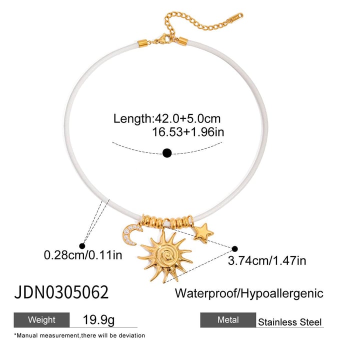 1 Piece Elegant Sun Star Moon Stainless Steel Women's Pendant Necklaces h5Picture2