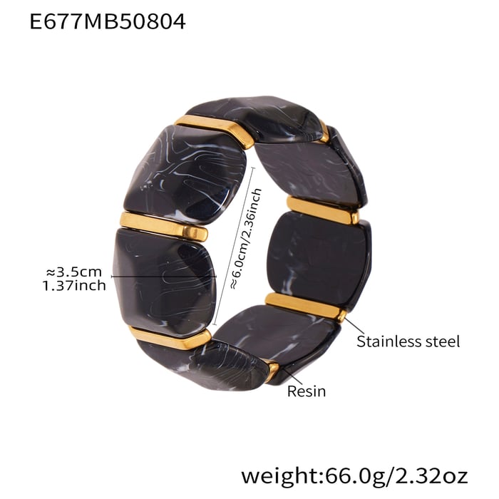 1 Piece Colorful Series Irregular Shape Resin Gold Color Women's Bangles