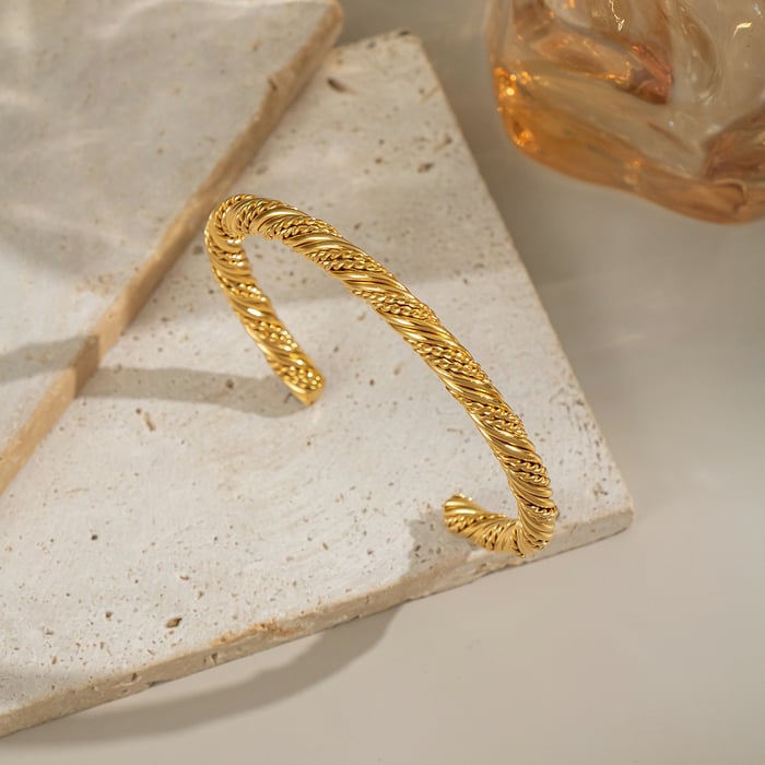 1 Piece Stainless Steel Gold Color Cuff Bracelet h5Picture3