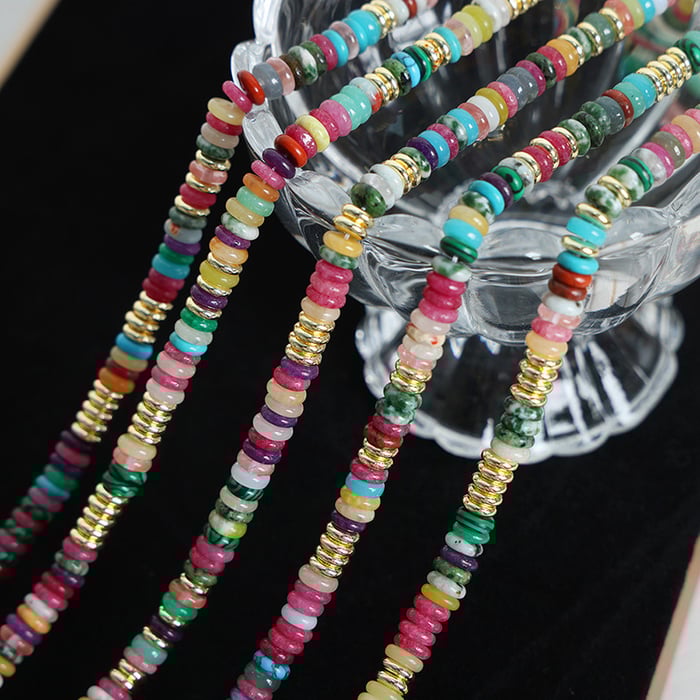 1 Piece Polychrome Beads Stainless Steel Natural Stone Women's Beaded Necklaces Picture5