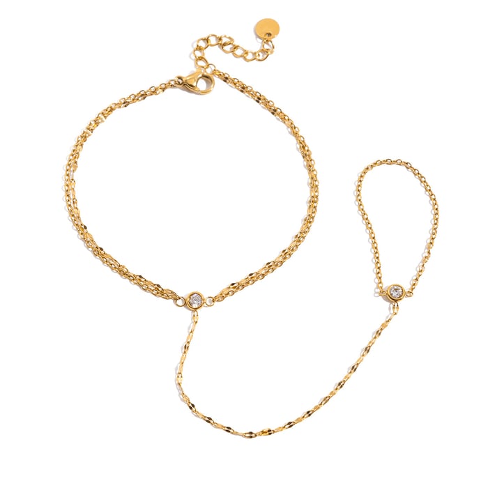 1 Piece Exquisite Heart Stainless Steel Gold Color Women's Charm Bracelets