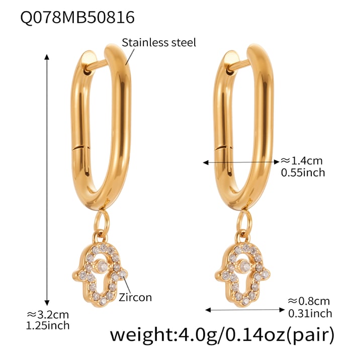 1 Pair Delicate Devil's Eye Stainless Steel Gold Color Zircon Women's Drop Earrings