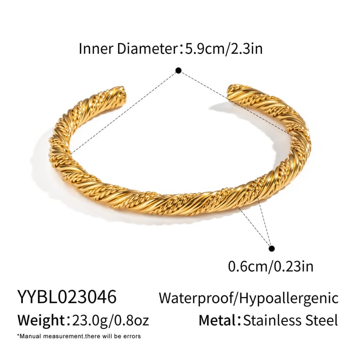 1 Piece Stainless Steel Gold Color Cuff Bracelet