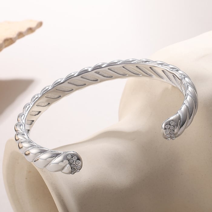 1 Piece Thread Stainless Steel Gold Color Cuff Bracelet Picture3
