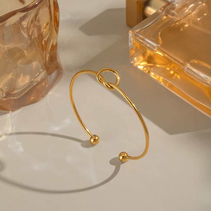 1 Piece Simple Series Twist Stainless Steel Gold Color Cuff Bracelet Picture5