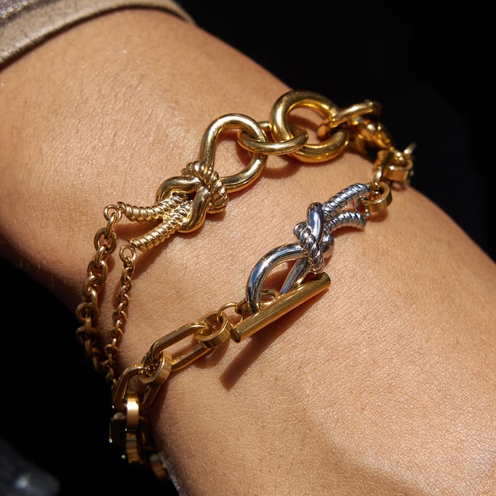 1 Piece Mixed Gold Color And Silver Colors Stainless Steel Women's Chain Bracelets h5Picture4