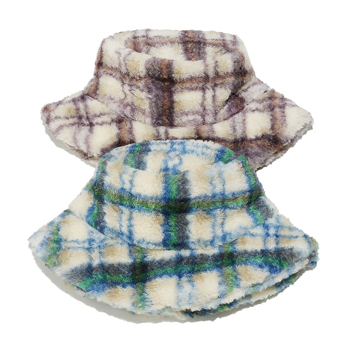 1 Piece Casual Plaid Plush Fisherman's Hat Picture3