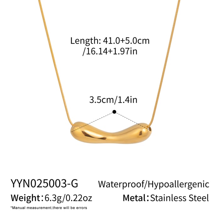 1 Piece Irregular Shape Stainless Steel Gold Color Pendant Necklace