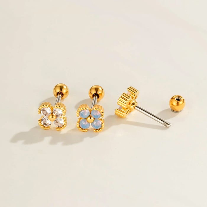1 Piece Flower Copper Zircon Piercing Earring h5Picture3