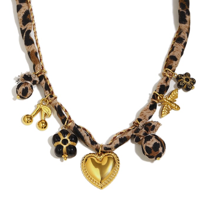 1 Piece  Retro Heart  Cherry Stainless Steel  Gold Color Women's Pendant Necklaces h5Picture4