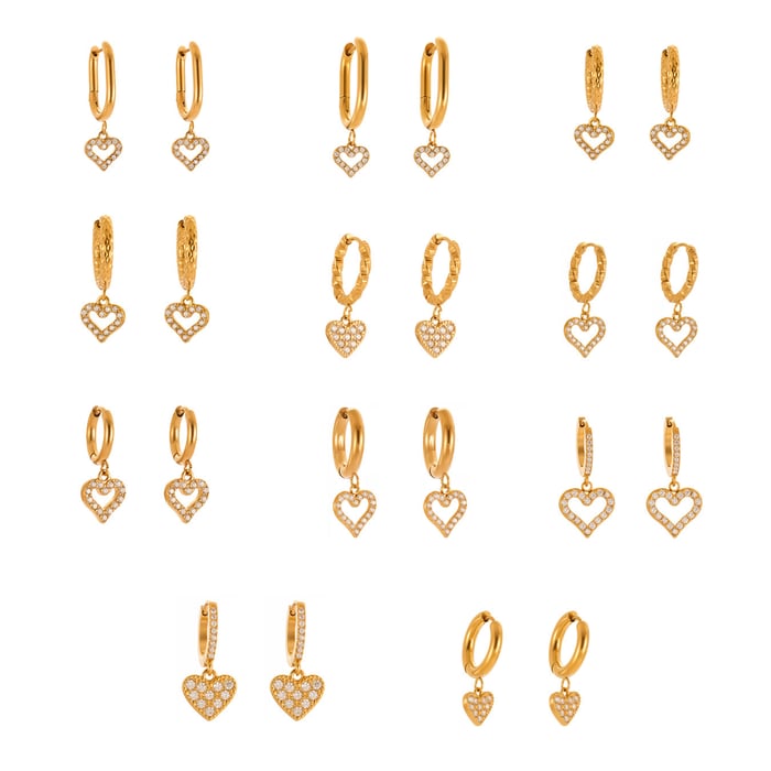 1 Pair Exquisite Heart Stainless Steel Gold Color Zircon Women's Drop Earrings h5Picture6