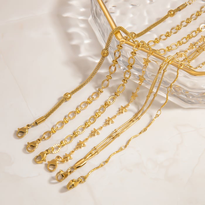 1 Piece Simple Chain Stainless Steel  Gold Color  Women's Chain Bracelets Picture4