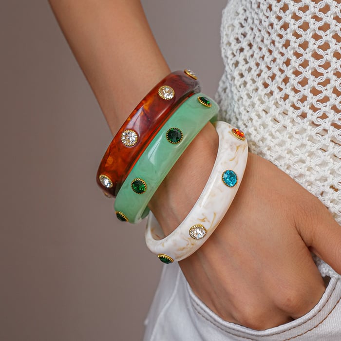 1 Piece Retro Gradient Color Acrylic Bangle Picture5