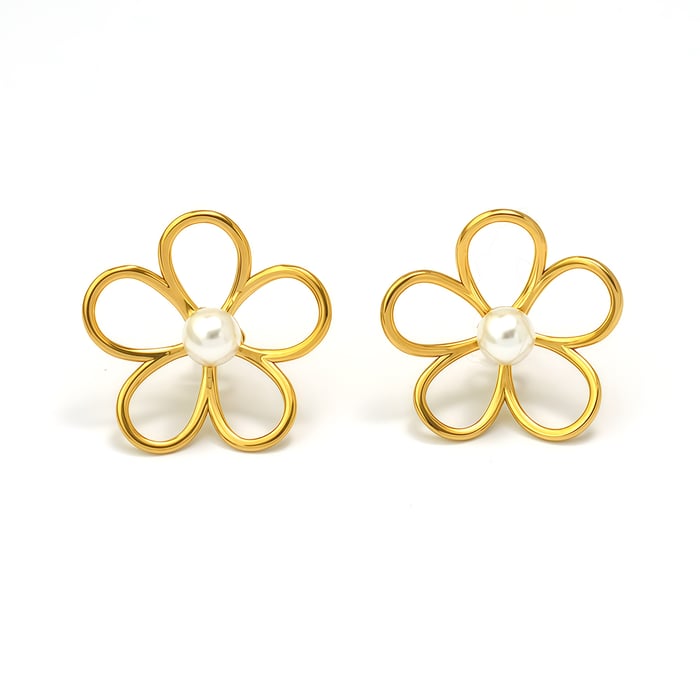 1 Pair Simple Series Natural Flower Stainless Steel  Women's Stud Earring