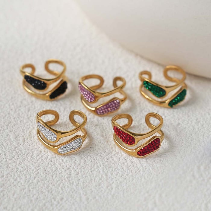 1 Piece Simple Irregular Shape Stainless Steel  Gold Color Statement Rings h5Picture5