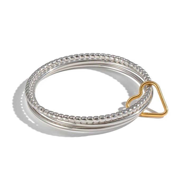 1 Piece Stainless Steel Mixed Color Heart Buckle Bangle h5Picture5