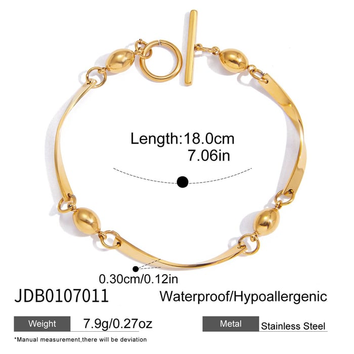 1 Piece Modern Wavy Line Stainless Steel Gold Color Women's Chain Bracelets h5Picture2