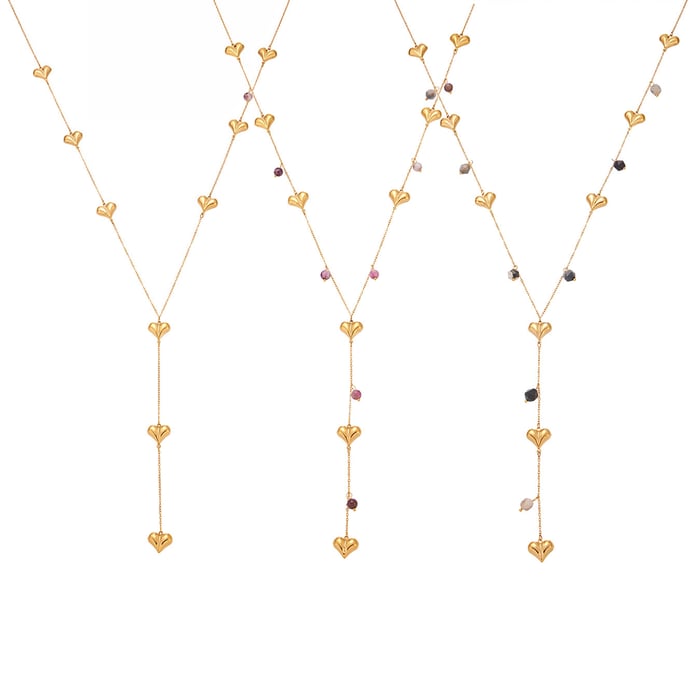 1 Piece Delicate Heart Stainless Steel Natural Stone Women's Long Necklaces h5Picture6