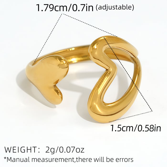 1 Stück einfache ausgehöhlte Statement-Ringe aus Edelstahl in Goldfarbe für Damen Bild2