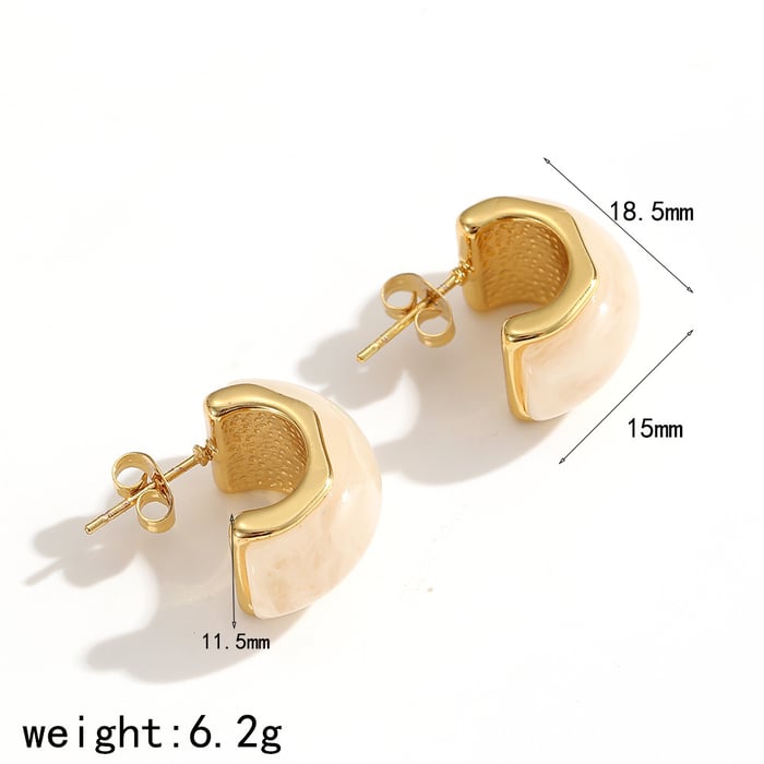 1 Pair Daily Circle Stainless Steel Gold Color Acrylic Women's Stud Earrings
