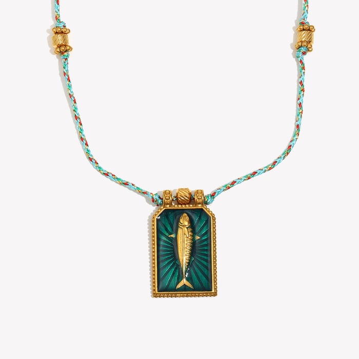 1 Piece Classic Fish Tarot Stainless Steel Gold Color Women's Pendant Necklaces