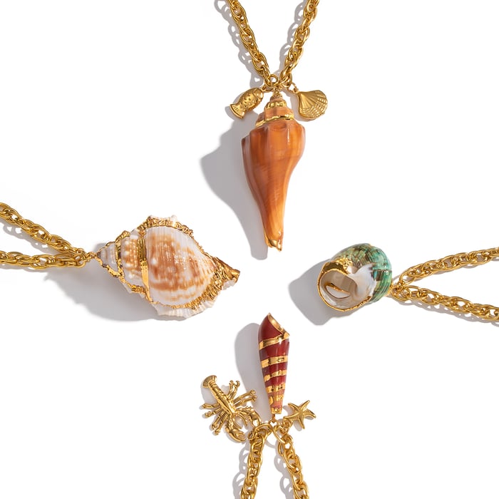 1 Piece Natural Shell Stainless Steel Pendant Necklace Picture6