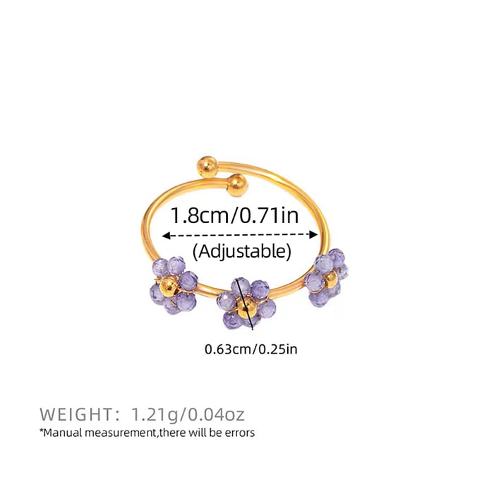 1 Piece  Casual Flower Stainless Steel  Gold Color Women’s Statement Rings