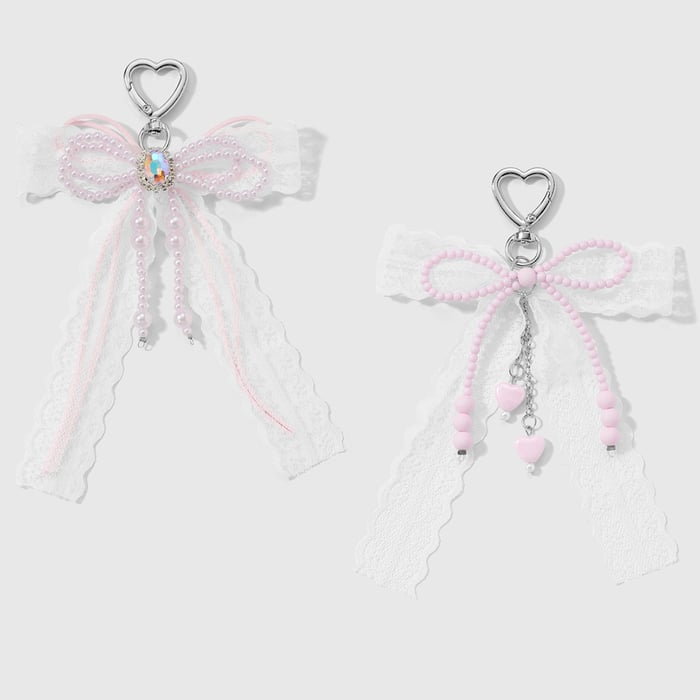1 Piece Sweet Beaded Bow Knot Bag Charm Picture3