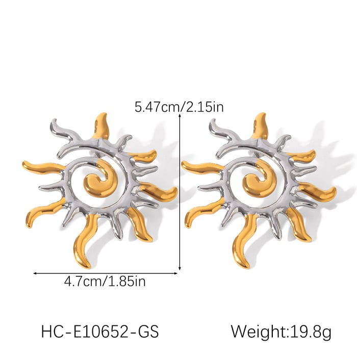 1 Pair Daily Sun Stainless Steel  Gold Color Women's Drop Earrings h5Picture2