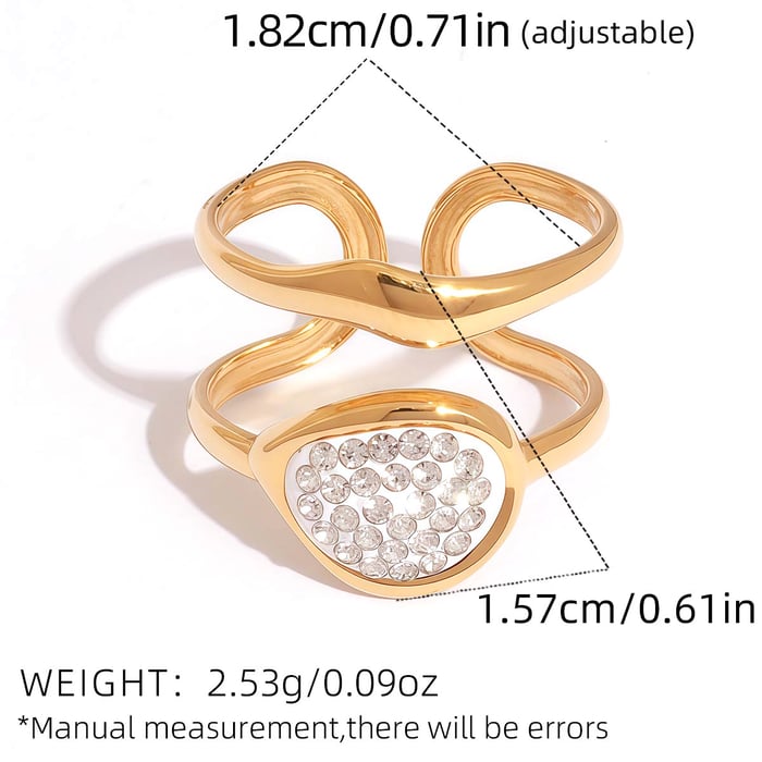1 Piece Casual Hollowed-out Stainless Steel Gold Color Statement Rings h5Picture2