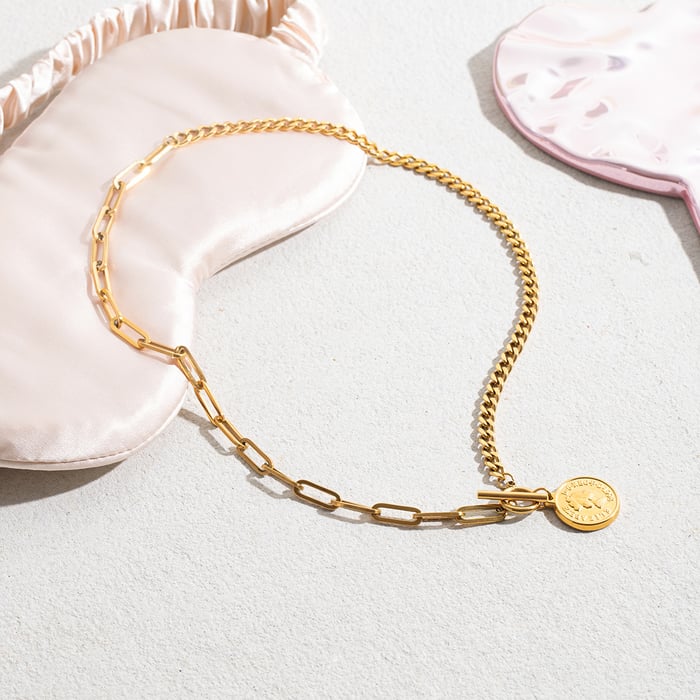 1 Stück einfache Figur Edelstahl Gold Farbe Damen Anhänger Halsketten h5Bild6