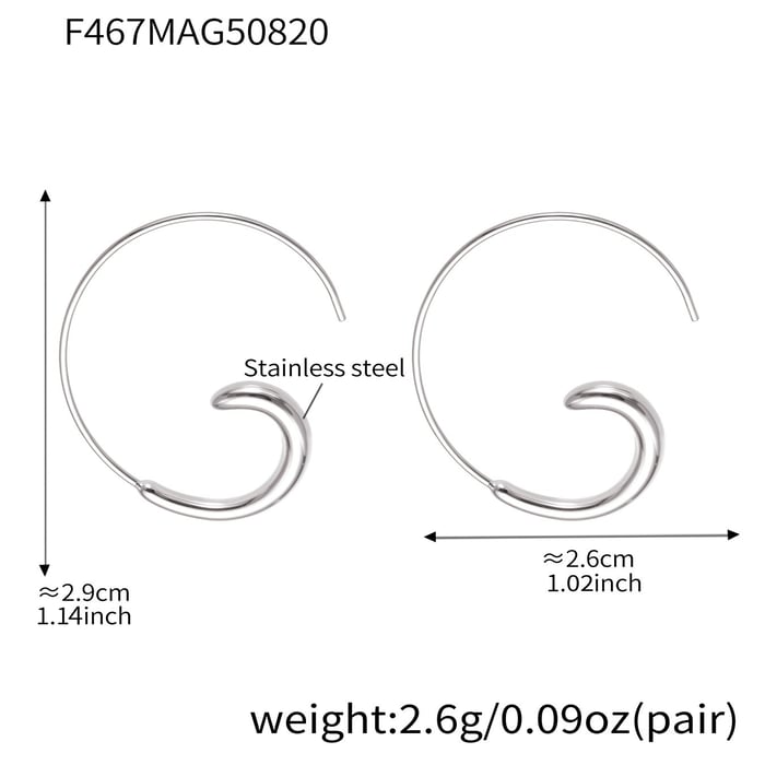 1 Pair Minimalist Irregular Circle Stainless Steel Gold Color Women's Hoop Earrings