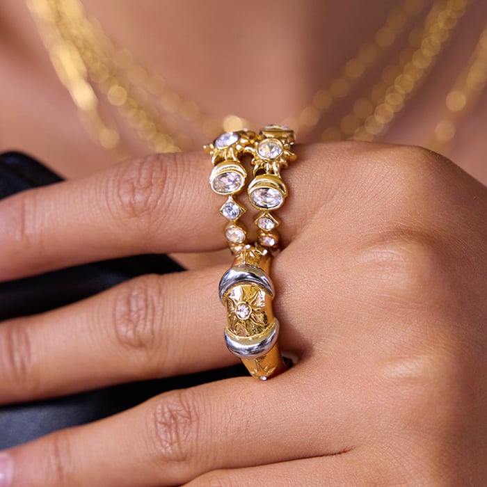 1 Piece Delicate Sun&Moon Stainless Steel Gold Color Zircon Women's Gemstone Rings h5Picture4
