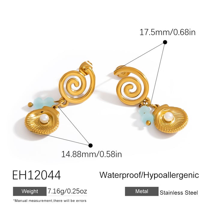 1 Pair Luxurious Shell Stainless Steel  Women's Drop Earrings h5Picture2